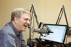 Rick Steves in his radio studio